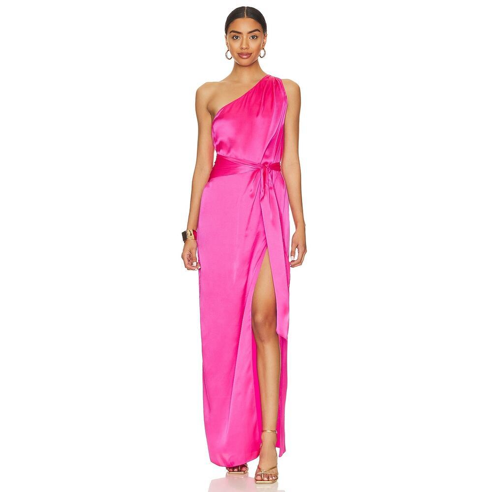 Amanda Uprichard  Delmar Gown One Shoulder In Cerise S pink NEW